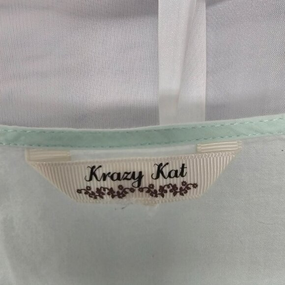 Krazy Kat Green Ombre Beaded Blouse Peasant Hippie Beach Festival L - Picture 9 of 12